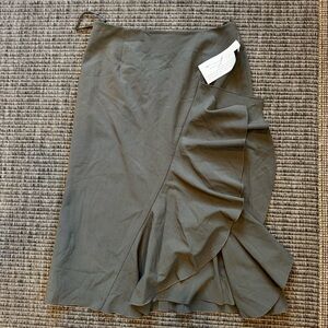 Randolph Duke Green Asymmetrical Pencil Midi Skirt